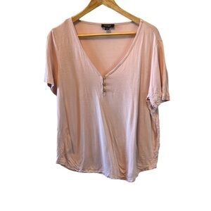 LORD & TAYLOR Light Pink Lightweight Scoop Neck Short Sleeve Top L